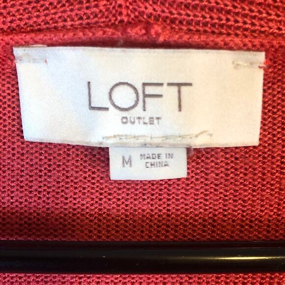 LOFT Outlet Womens Sweater Coral Pink Open Front Sheer Cardigan Medium - Picture 4 of 10